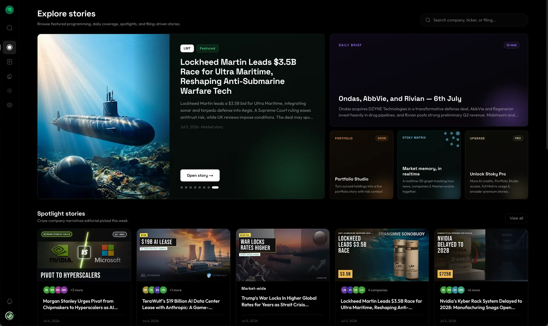 Stoky web app dashboard